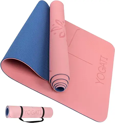 YOGATI Esterilla Yoga con Correa. Esterilla Yoga Antideslizante. Esterilla Fitness Ideal para Gym o Casa. Esterilla Pilates Gruesa. Esterilla Deporte para Mujeres y Hombres. Yoga Mat.  