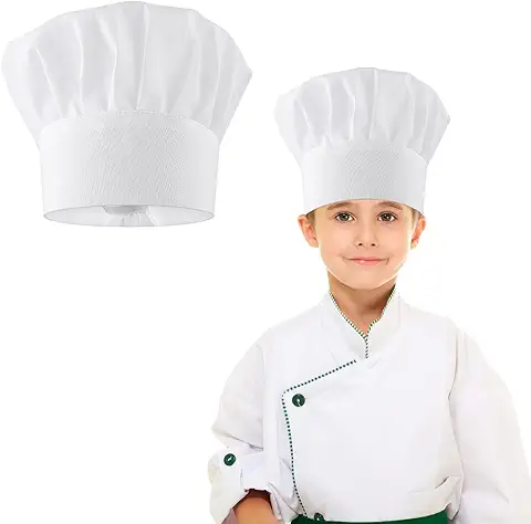 Yolev Gorro de chef para Niños Chef Toques Tapas de Cocina para Cocinar, Hornear, Regalos de Fiesta, Cocina en Casa, Escuela y Restaurante  