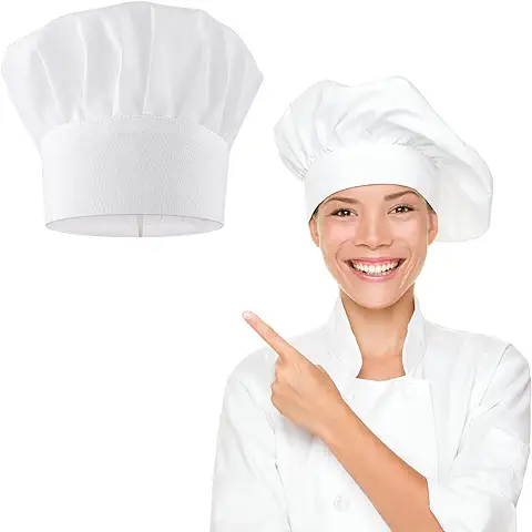 Yolev Sombrero de chef Unisex de Algodón, Sombrero de chef Unisex para Adultos, Diseño de Hongo, Gorra de Uniforme de Cocina Ajustable para Hornear, Fiesta, Cocina, Restaurante  