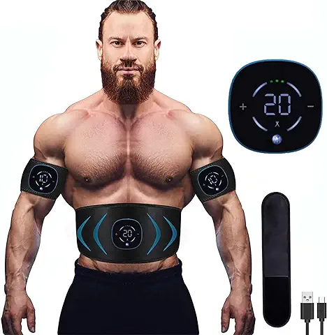 Yonars EMS Electroestimulador Muscular Abdominales, 10 Modos, 20 Niveles Diferentes Para, Electroestimulacion Estimulación ABS Trainer para Abdomen/Brazo/Piernas/Cintur  