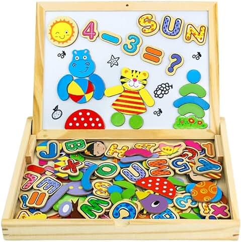 Yoptote Puzzle Juguetes Niños Niñas 3 4 Años Pizarra Magnetica Infantil para Dibujo de Doble Cara Juguetes Montessori 3 Años Juegos Educativos Niños 3 Años Regalo Niño Niña 3 4 Años (Número y Letra)  