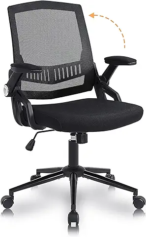 Youhauchair Silla de Oficina Ergonomica con Reposabrazos Abatibles, Silla Juvenil de Escritorio con Brazo y Asiento Acolchados, para Hogar y Despacho  