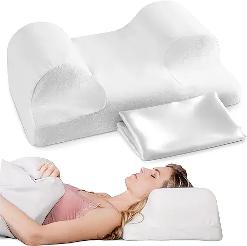 YourFacePillow Almohada Viscoelástica con Funda Almohada Satén Antiarrugas, Antiedad, Antiacné, Prevención de Arrugas – Almohada para Dormir de Lado y Bocarriba (Almohada Estándar con Funda a Medida)  