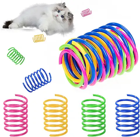 YSQEVN Gato Colorido Primavera 20 Piezas Juguete para Gato 4 Colores Interactivo Creativo Duradero Plástico Regalo para Mascotas Mantenerse en Forma Novedad Resortes Saltos Entrenar  