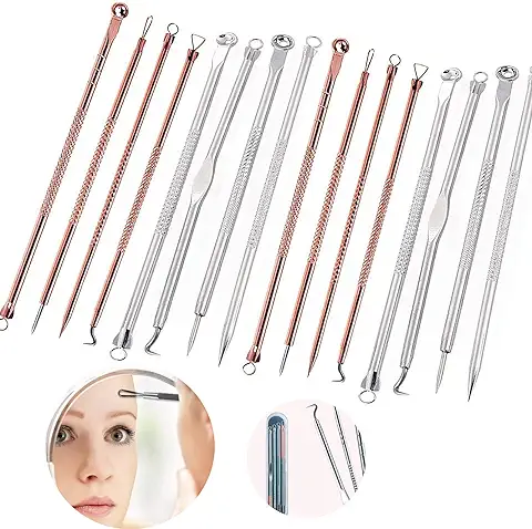 Yueser 4 Set Extractor de Puntos Negros Kit Acero Inoxidable Blackhead Remover Aguja de Acné Extractores de Herramienta para Espinillas Blackhead Acné Cara Limpia Piel Limpiador  