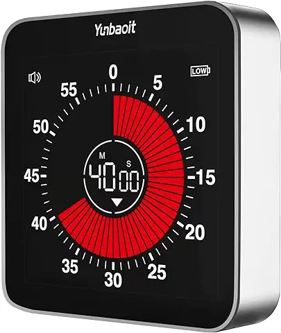 Yunbaoit VT08 Pro Temporizador Visual Digital Recargable con Pantalla a Color de 3.4", Temporizador de Cocina de 60 Minutos para Niños y Adultos, Trabajo, Cocina Enseñanza  