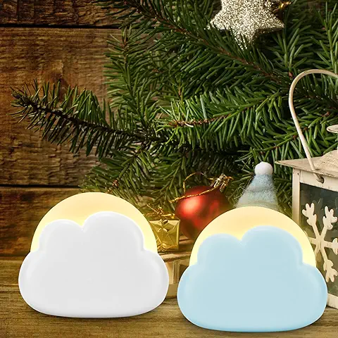 YUNYODA 2PCS Luz Nocturna Infantil, Nube Forma Luz de Lactancia Regulable Luz Nocturna Bebé con 4 Brillos, Luces Nocturnas Recargables Regalo Niños para Navidad Habitación Infantil  