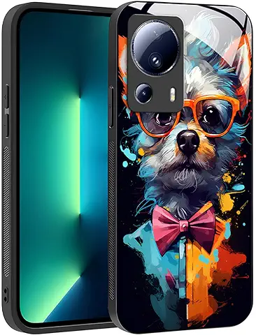 YUXING Funda para Xiaomi 13 Lite - Diseño de Patrón Geométrico Arte Abstracto Vidrio Carcasa, Antichoque Anti-Slip Anti-Scratch Case (Dog)  