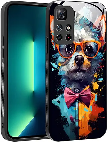 YUXING Funda para Xiaomi Redmi Note 11S 5G - Diseño de Patrón Geométrico Arte Abstracto Vidrio Carcasa, Antichoque Anti-Slip Anti-Scratch Case (Dog)  