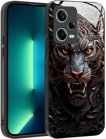 YUXING Funda para Xiaomi Redmi Note 12 Pro 5G - Diseño de Patrón Geométrico Arte Abstracto Vidrio Carcasa, Antichoque Anti-Slip Anti-Scratch Case (Tiger)  