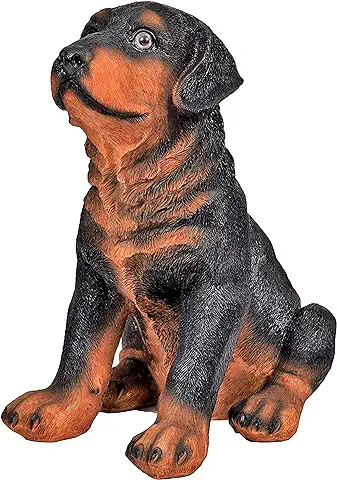 Yvan MOINS Cher Figurilla de Adorno de Plástico para el Jardín Decoración de Cachorros de Rottweiler en Resina de Muy Bella Calidad 28 X 17,5 X 28 Cm Mascotas para Interior y Exterior.  