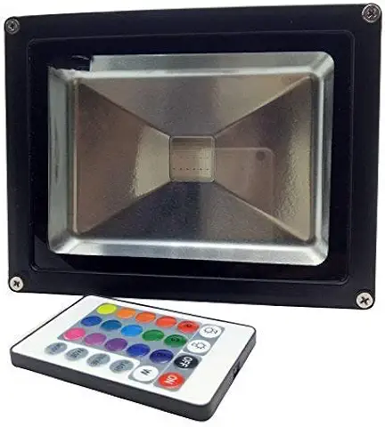 YXH® 20W Proyector RGB LED, Foco Cambio de Color Ac 85-240V,LED Luz de Seguridad, (16 Colores/4modos/24teclas de Remoto) Impermeable,Luz del Paisaje,focos led Interior,LED Proyector (20W)  