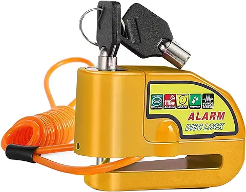 Zalati Alarma Bloqueo de Freno de Disco 110dB Impermeable con Cable de Recordatorio de 1 m y Bolsa de Transporte para Seguridad Antirrobo Motocicleta Bicicleta Moto Scooter  