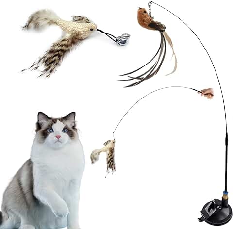 ZDQC Juguete para Burlas de Gatos,Artificial de Plumas Juguete Interactivo para Gato,Juguete de la Pluma,Juguetes Gatos,Juguetes para Gatos Interactivos  