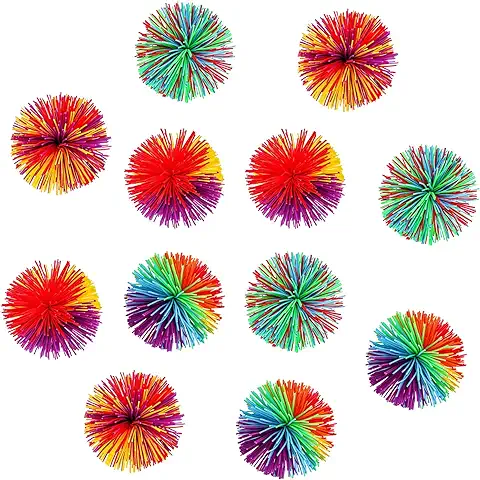 Zehan Zitong 12 Piezas Pelotas de Goma Arco Iris, Pelotas Suaves Sensoriales de Vellón Arco Iris, Pelotas Antiaplastamiento, Pelotas Saltarinas, para Niños y Adultos  