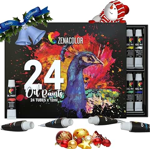 Zenacolor Caja 24 Tubos de Pinturas Oleo (12ml) Set Pintura Oleo para Artistas Profesionales  