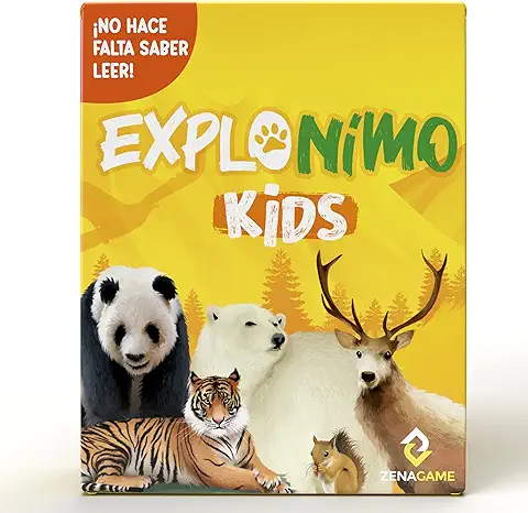 ZENAGAME Explonimo Junior - Juegos de Cartas para Niños +4 Años - Juegos de Mesa Baratos - Adivina el Animal - Educativo y Divertido Juego de Mesa Niños 6 Años para Viajes - 2/6 Jugadores  