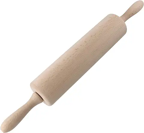 Zenker Rodillo de Amasar con Rodamientos, Rodillo de Repostería para Hacer Pan, Masa de Pasta, Pizza y Galletas, Fabricado en Madera de Haya, Color Natural, 44.5 x 6 x 6 cm, 1 ud  