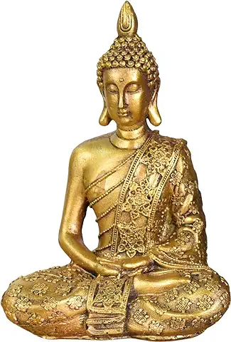 Zen'Light Estatua Buda Sanci – Decoración Zen y Feng Shui – para Crear un Ambiente Relajante y Espiritual – Idea de Regalo de Amuleto – Altura: 18 cm – Color: Dorado – Zen'Light, Amarillo  