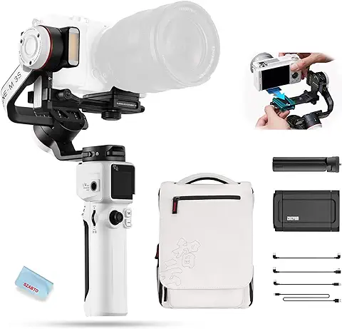 Zhiyun Crane M3S Combo Estabilizador de Camera de 3-Ejes 3 en 1 para Cámaras sin Espejo para Sony,Canon, Nikon,Smarphone para IPhone,Sumsung,Estabilizador de Gopro, Incluir Clip para Teléfono, Mochila  