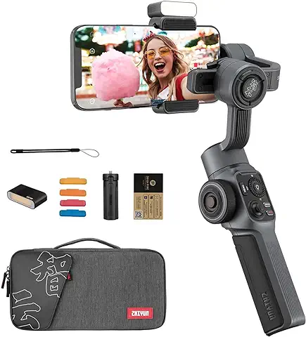 ZHIYUN Smooth 5 Combo [Official] Estabilizador de Cardán de Mano de 3 Ejes para IPhone Android con Trípode, Luz de Relleno, Ideal para Vlog Youtube TikTok Instagram Live Video, Negro  