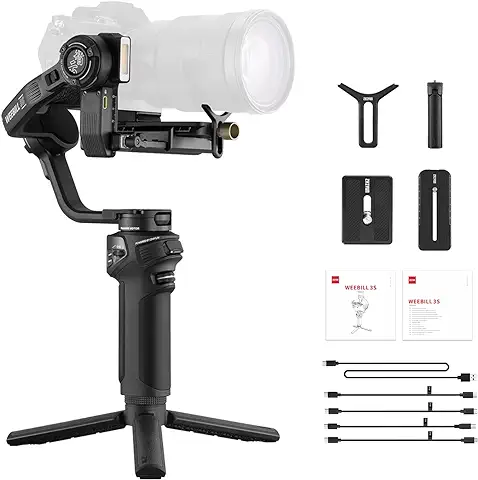 Zhiyun Weebill 3S Estabilizador Gimbal para DSLR y Cámara sin Espejo, Estabilizador de Vídeo Profesional para Sony Canon Nikon Panasonic Fujifilm Built-in LED Fill Light Soporte PD Carga Rápida  