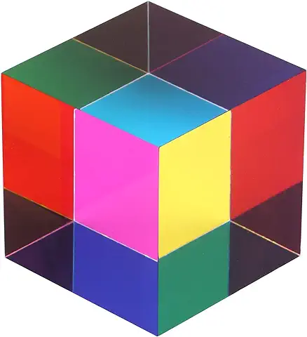 ZhuoChiMall Cubo de Mezcla de Colores CMY, Prisma de Cubo acrílico de 50 mm (2 Pulgadas), Cubo CMY para decoración del hogar u Oficina, Juguetes Stem/Steam, Cubo de Aprendizaje de Ciencias