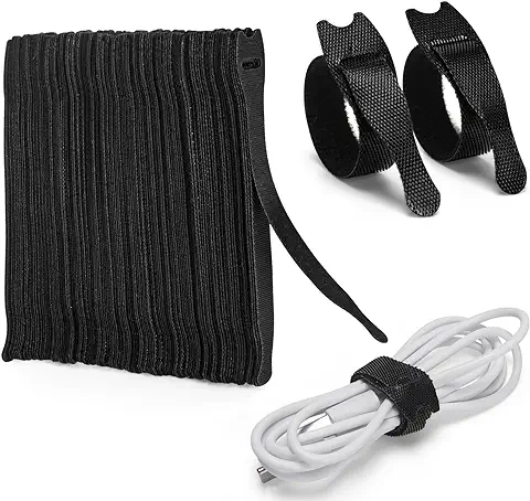 Zivacate - 120 Piezas de Bridas Reutilizables para Cables, Ajustables de Nylon con Gancho y Bucle, Organizador de Cables para Oficina, Hogar, Jardín y Más - Color Negro  