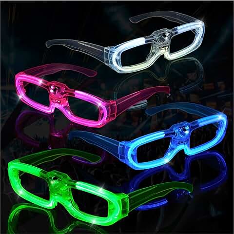 ZIYOUA Juego de 8 Gafas de Fiesta de Neón para Fiestas, Gafas LED, Gafas Luminosas, Gafas de sol para Fiestas de los Años 80, 90, Fiestas para Cumpleaños, Carnaval, Festivales, para Niños y Adultos  