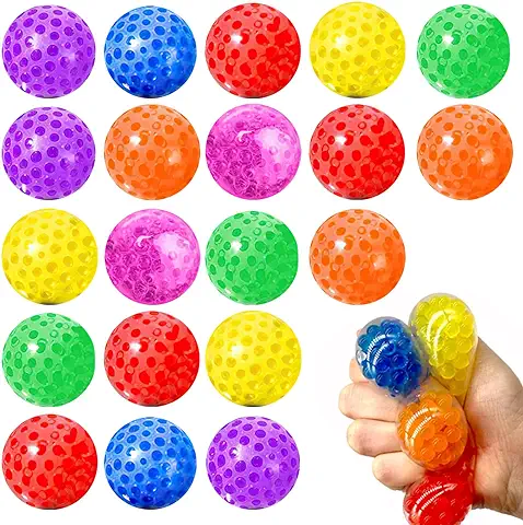 ZJRung Juego de 20 Bolas de Malla Antiestrés con Perlas de Agua para Relajarse, Aliviar la Ansiedad y Calmar  