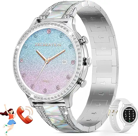 ZKCREATION Reloj Inteligente Mujer con Llamadas y WhatsaApp - Smartwatch Mujer con Presión Arterial Pulsómetro Pulsera Actividad con Monitor Sueño 20 Modo Deportivo Pulsera Reloj Regalos para Mujeres  