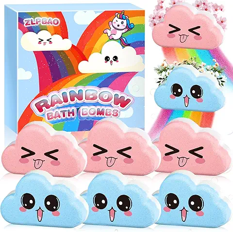 ZLPBAO Bombas de Baño, 6 Piezas Bombas de Baño Nube Arcoíris Naturales para Niños, Baño de Burbujas Hechos a Mano, Set de Regalo de Cumpleaños Niños y Niñas  