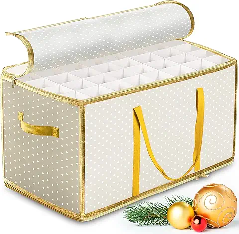 ZLPBAO XXL Caja de Almacenamiento de Adornos Navideños para 128 Bolas Confiable y Resistente Caja de Almacenamiento de Bolas Navideñas Plegables de Adornos y Decoraciones para Árboles de Navidad  