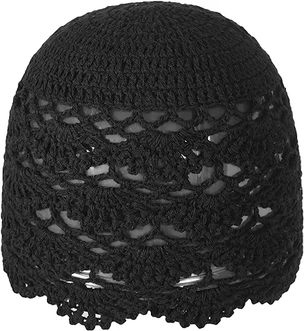 ZLYC Women Cotton Crochet Skull Cap Handmade Knit Cutout Floral Beanie Hat  