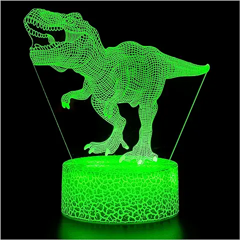 ZNZ Luz de Noche 3D, Lámpara de Estado de ánimo Táctil de Ilusión Óptico LED con Control Remoto, Regalos de Juguete de para Niños Niñas Hombres, 16 Colores que Cambian (dinosaurio 03)