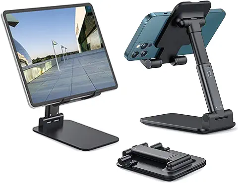 Zoeley Soporte Móvil, Multiángulo Soporte Tablet Mesa con Almohadilla de Silicona Antideslizante Soporte Dock Base Plegable para IPhone, Samsung, Huawei, Google Pixel, Xiaomi Redmi y Otras Smartphones  