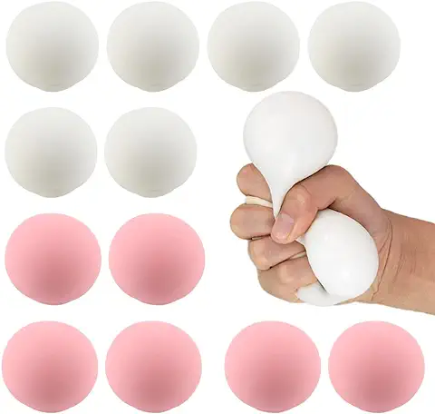 ZoneYan 12 Piezas Stress Ball, Pelotas Antiestres, Fidget Toys Antistress, Juguetes Antiestrés, Rosa y Blanco, Alivio de la Ansiedad (12pcs)  