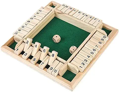 ZoneYan Shut The Box Game, Juego de Mesa de Madera, Cierra la Caja Juego, para 4 Jugadores, con 2 Dados, Juego de Mesa Clásico para Fiesta, Juego de Matemáticas para Niños  