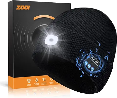 ZOOI Regalos para Hombres, Calendario de Adviento 2022 Hombres Relleno, Bluetooth Beanie Hombre, Navidad para Papá, Gorro con luz LED Gadgets para Hombres, Negro , 56  