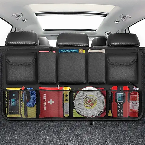 ZOVHYYA Bolsas Organizador Maletero Coche 9 Pocket, de Malla, con 3 Correas de Ajuste para SUV y Muchos Vehículos  