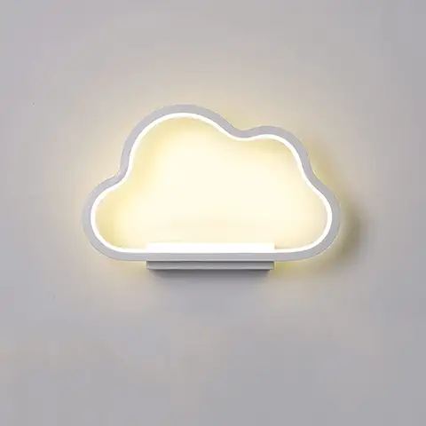 ZTWLEED Aplique Pared Interior,20W Lámpara de Pared LED con Forma de Nube Simple,Blanco Cálido-Blanco Natural-Blanco Frío Tricolor Ajustable,RA≥85 Aplique de Diseño Para Habitación（Blanco）  