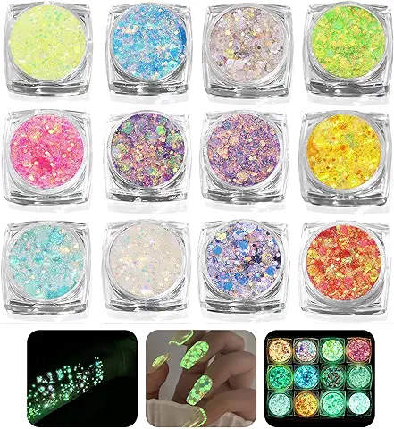 12 Colores Brillos Corporales, Glitter Maquillaje, Brillos para la Cara Purpurina Gel, Para Uñas, Ojos, Cara, Pelo, Manualidades, Cumpleaños, Halloween, Navidad  