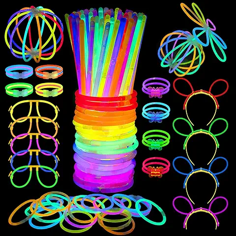 130 Piezas Pulseras Luminosas Fluorescentes, Barras Luminosas, Puede Hacer flor Luminosa Gafas de Mariposa Pulsera,Luminosas Fluorescentes para Fiesta de Celebración Rave Disfraces Boda Cumpleaños  