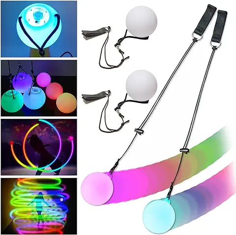 2 Bolas LED POI Mejoradas para Diábolo, POI Pelotas de Malabares POI Bolas Premium Luminosas Frisbee para Niños y Adultos, Principiantes y Profesionales Spinning Danza del Vientre  