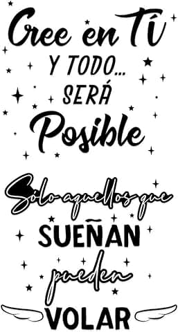 2pcs Pegatinas Citas Inspiradoras Pared Español Vinilos Frases Motivadoras Letras Stickers Adhesivos Negro Decorativos Habitación Dormitorio Salón Oficina Cree en tí ... Sólo Aquellos...40 x 40cm  