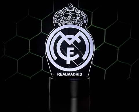 3D LAMPARAS Oficial Escudo del Real Madrid CF Lámpara Original Accesorios de 2019-2020 y Mejor Regalo para Bebe Niño Kids Hombre Mujer Mejor Decoracion  