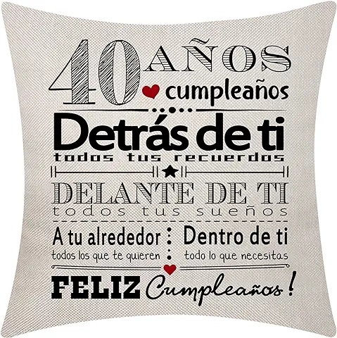 40 Cumpleaños Regalo para las Mujeres Hombres Fundas de Cojín para 40 Años 40 Cumpleaños Feliz Cumpleaños Inspirational Cumpleaños Funda de Cojín para la Esposa Marido Mamá Papá Amigos Tío Colegas(40)  