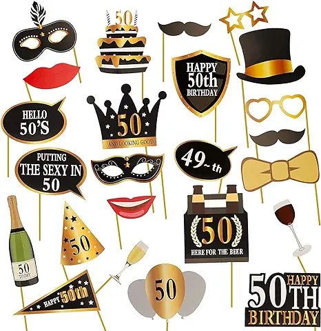 50 Accesorios para Fotos de Cumpleaños, 50 Cumpleaños, 50 Cumpleaños, Decoración para Selfies, para Carnaval, Bodas, Cumpleaños, Fiestas de Navidad  