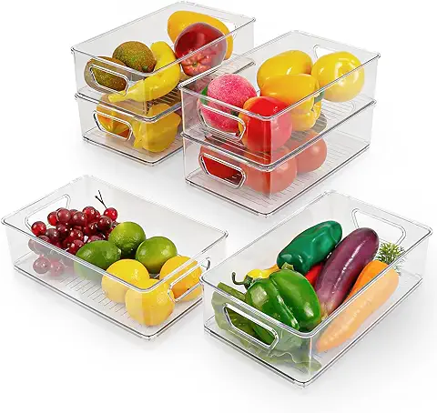 6pcs Organizador Nevera, Comius Sharp Nevera Caja De Almacenamiento, Transparente De Plástico De Almacenamiento De Frutas Y Verduras Congelador De La Cocina Despensa Del Gabinete Armario  