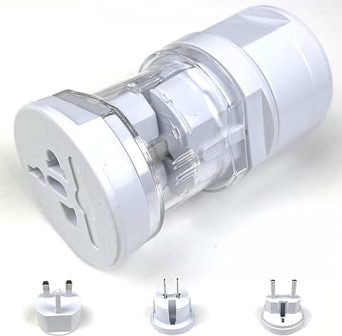 Adaptador Enchufe Universal Blanco para Europa, USA, Reino Unido, Asia, Australia, América. Adaptador de Viaje para Todos los Países del Mundo, Adaptador Enchufe Europeo a Americano, Inglés a Español  